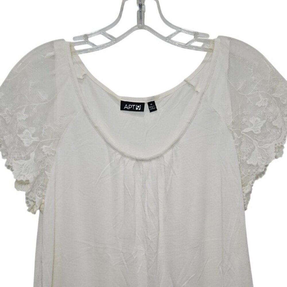 Apt. 9 Ivory Lace Sleeve Blouse Top Size Medium Office Business Career Feminine - Picture 2 of 7